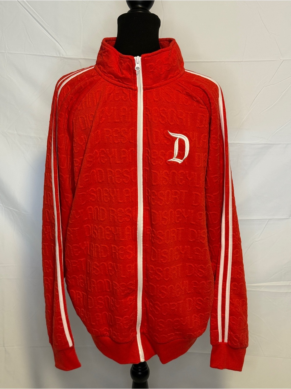 Disney Red Zip-Up Track Jacket with White Stripes